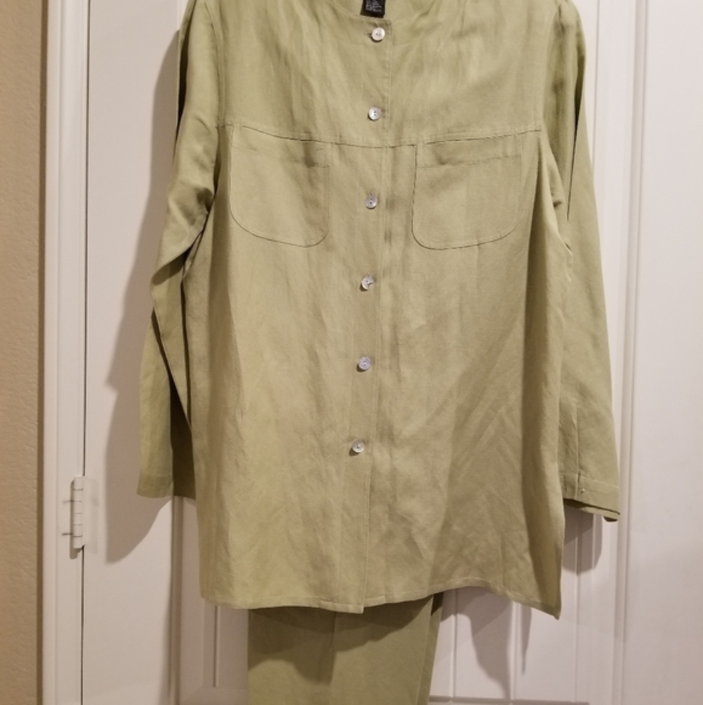2 Piece Light Sage Green Jacket and Pants  Suit